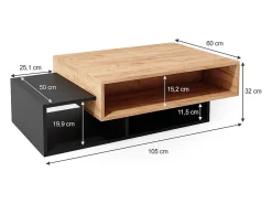 Vicco Mesa De Centro*Mesa de centro antracite 105x60x32 bari Cinza antracite