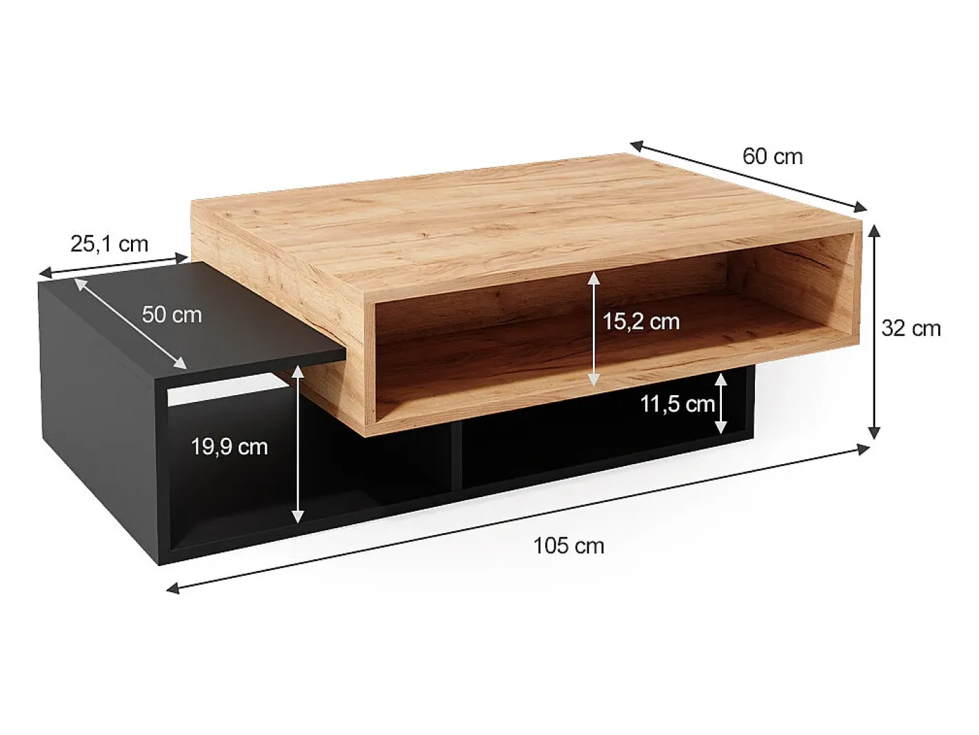 Vicco Mesa De Centro*Mesa de centro antracite 105x60x32 bari Cinza antracite