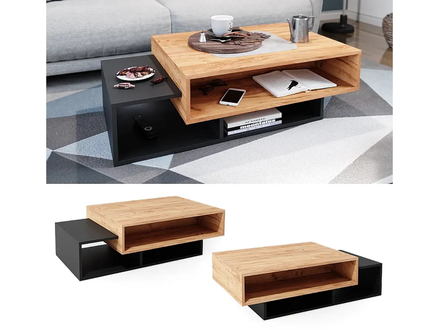 Vicco Mesa De Centro*Mesa de centro antracite 105x60x32 bari Cinza antracite