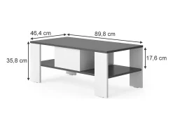 Vicco Mesa De Centro*Mesa de centro antracite/branco 89.8x46.4x35.8 wilmut Cinza antracite