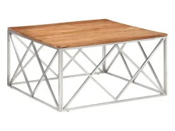 Mesa De Centro*Mesa de centro aço inoxidável/madeira de acácia maciça PT719328 Prateado