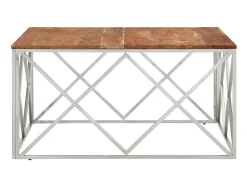 Mesa De Centro*Mesa de centro aço inoxidável/madeira de acácia maciça PT719328 Prateado