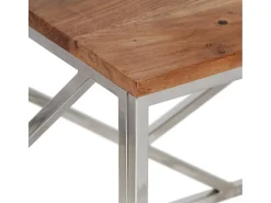 Mesa de centro aço inoxidável/madeira de acácia maciça*vidaxl Online