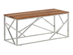 Mesa de centro aço inoxidável/madeira de acácia maciça PT749881* Clearance