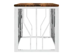Mesa de centro aço inoxidável e madeira recuperada maciça^vidaxl Clearance