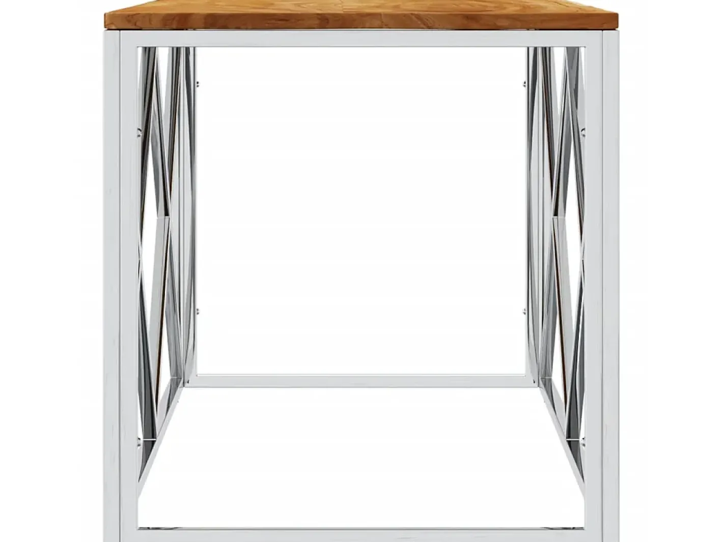 Mesa de centro aço inoxidável e madeira de acácia maciça PT651527^ Outlet