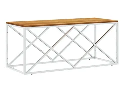 Mesa de centro aço inoxidável e madeira de acácia maciça PT651527^ Outlet