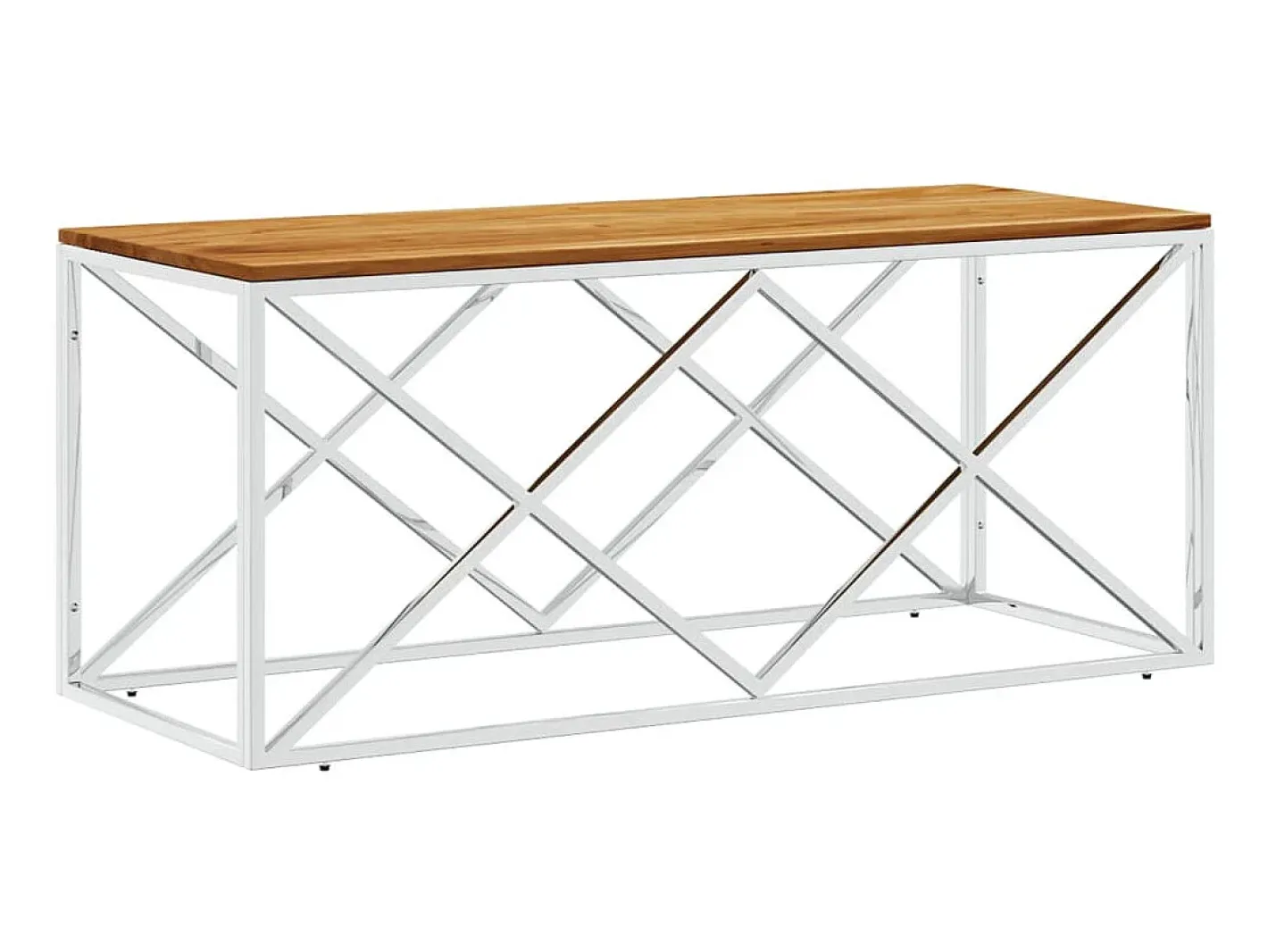 Mesa de centro aço inoxidável e madeira de acácia maciça PT651527^ Outlet