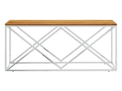 Mesa de centro aço inoxidável e madeira de acácia maciça PT651527^ Outlet