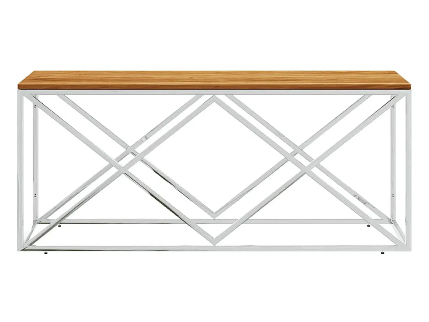 Mesa de centro aço inoxidável e madeira de acácia maciça PT651527^ Outlet