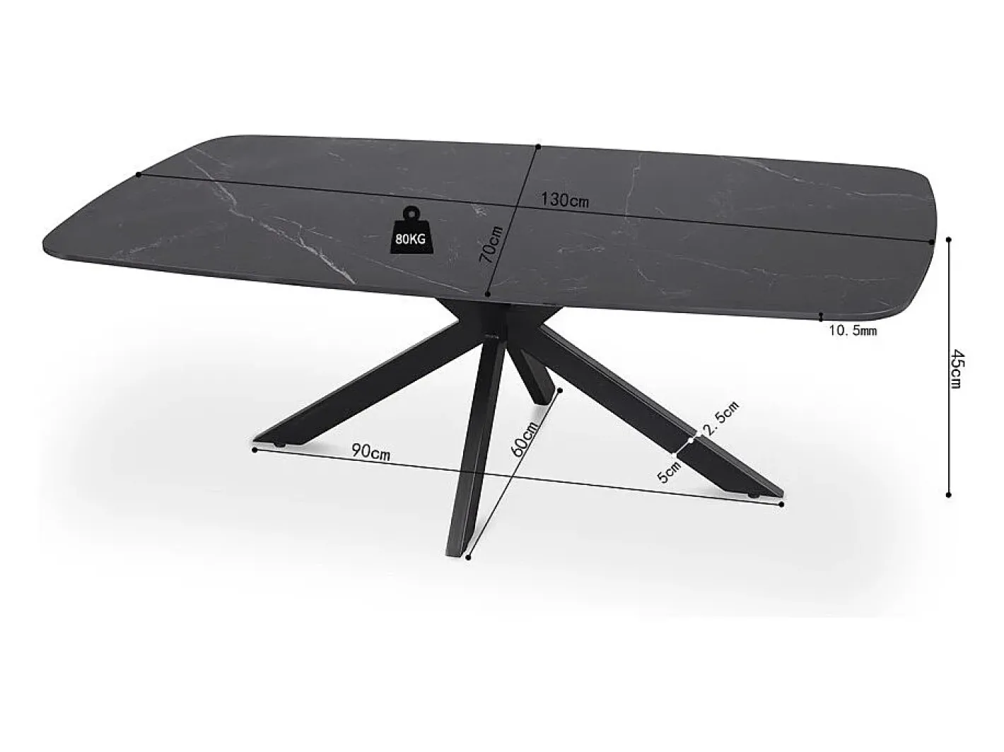 Best Mesa de Centro ARVENA – Mesa de Centro Retangular 130x70 cm – Pedra Preta & Metal – Design Elegante e Contemporâneo Mesa De Centro