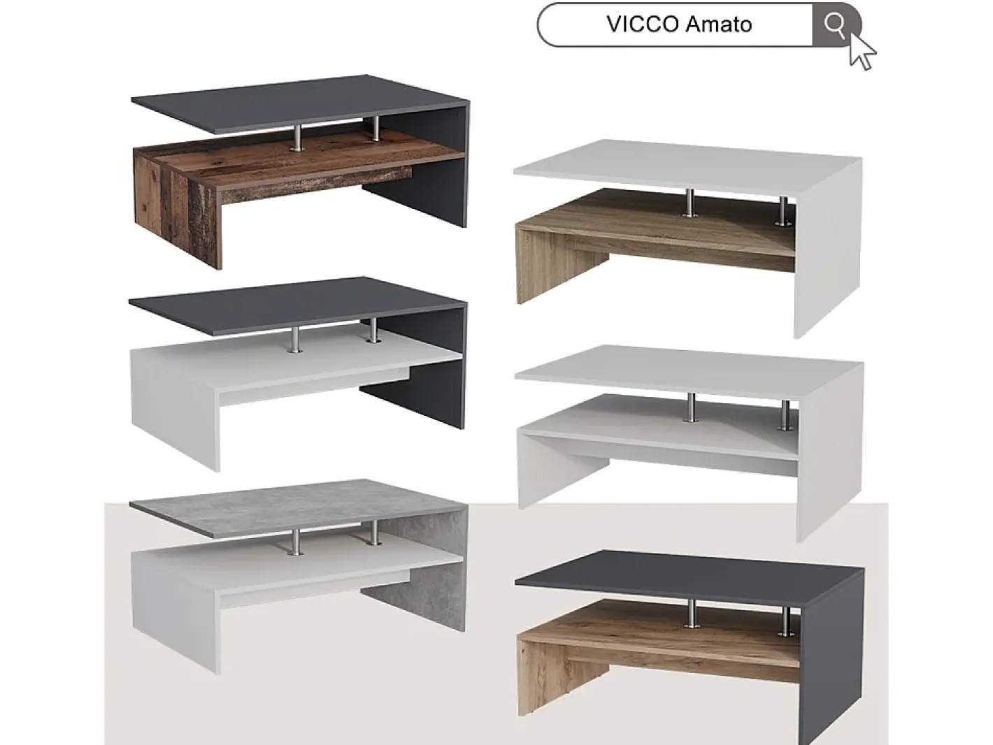 Vicco Mesa De Centro*Mesa de centro 90x52.6x42.2 amato Branco