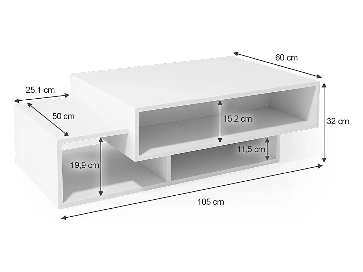 Vicco Mesa De Centro*Mesa de centro 105x60x32 bari Branco