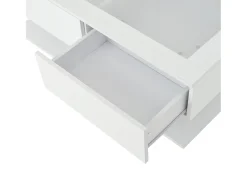 Mesa de centro brilhante 100×50×35 cm - 2 gavetas - com iluminação LED - tampo de vidro - painel de partículas -*ModernLuxe Discount
