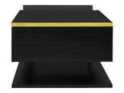 Best Mesa de centro brilhante - 90 x 50 x 32,5 cm - com vidro + efeito LED + armazenamento - aglomerado - Mesa De Centro