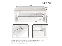Hot Mesa de centro brilhante 100x50x40 cm - com 2 gavetas - com iluminação LED - Tampos de vidro - Mesa De Centro