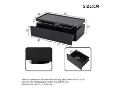 Mesa de centro brilhante 95×45×35 cm - com iluminação LED - com 2 gavetas - Painel de partículas -^ModernLuxe Hot
