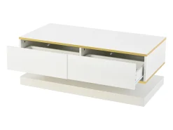 Hot Mesa de centro brilhante 100×50×38 cm - 2 gavetas - acabamento dourado - painel de partículas - Mesa De Centro