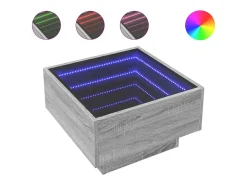 vidaxl Mesa De Centro*Mesa de centro c/ LEDs 50x50x30 cm derivados de madeira Cinzento