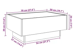 vidaxl Mesa De Centro*Mesa de centro c/ LEDs 70x50x30 cm derivados de madeira Cinzento