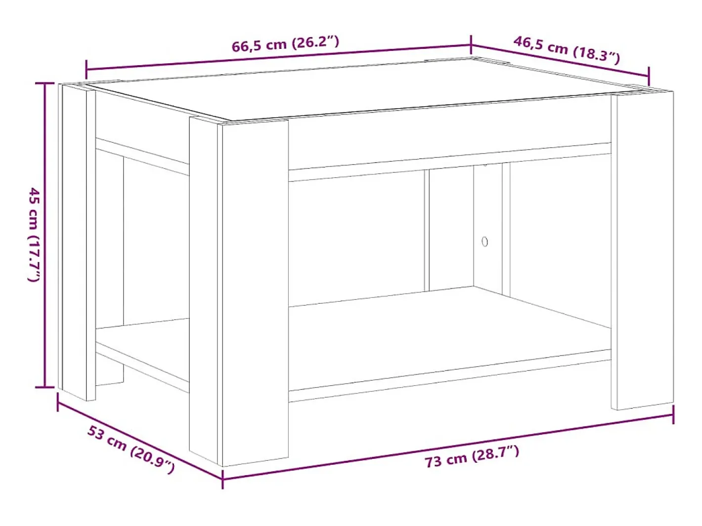 vidaxl Mesa De Centro*Mesa de centro c/ LEDs 73x53x45 cm derivados de madeira Cinzento