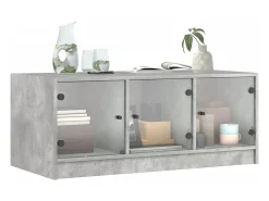 vidaxl Mesa De Centro*Mesa de centro c/ portas de vidro 102x50x42 cm cinza cimento Cinzento