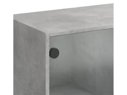 vidaxl Mesa De Centro*Mesa de centro c/ portas de vidro 102x50x42 cm cinza cimento Cinzento