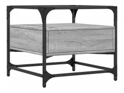 vidaxl Mesa De Centro*Mesa de centro c/ topo de vidro 50x50x45 cm cinza sonoma aço Cinzento