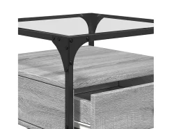 vidaxl Mesa De Centro*Mesa de centro c/ topo de vidro 50x50x45 cm cinza sonoma aço Cinzento