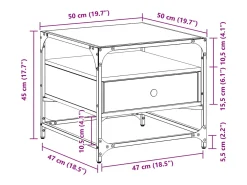 vidaxl Mesa De Centro*Mesa de centro c/ topo de vidro 50x50x45 cm cinza sonoma aço Cinzento