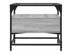 vidaxl Mesa De Centro*Mesa de centro c/ topo de vidro 50x50x45 cm cinza sonoma aço Cinzento