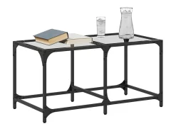 Hot Mesa de centro c/ topo em vidro 78,5x40x40 cm aço PT922321 Mesa De Centro