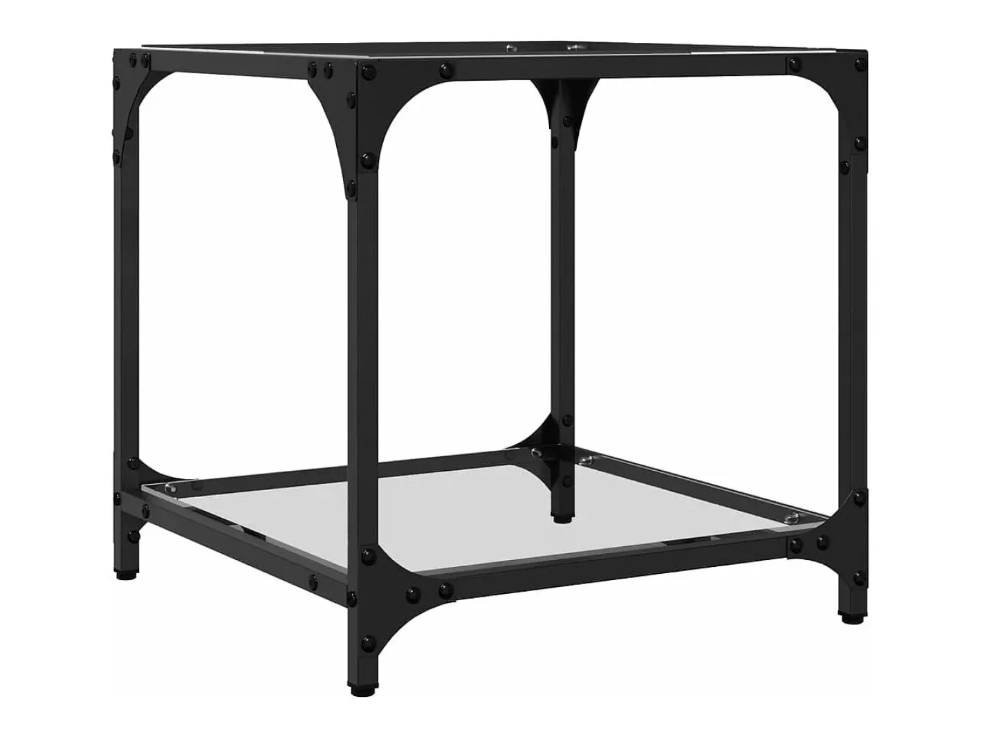 Hot Mesa de centro c/ topo em vidro 40x40x40 cm aço Mesa De Centro