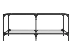 Hot Mesa de centro c/ topo em vidro 98,5x50x40 cm aço Mesa De Centro