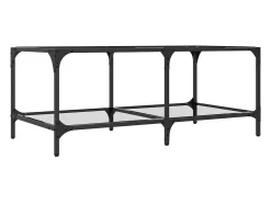 Hot Mesa de centro c/ topo em vidro 98,5x50x40 cm aço Mesa De Centro
