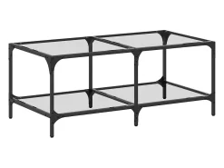 Hot Mesa de centro c/ topo em vidro 98,5x50x40 cm aço Mesa De Centro