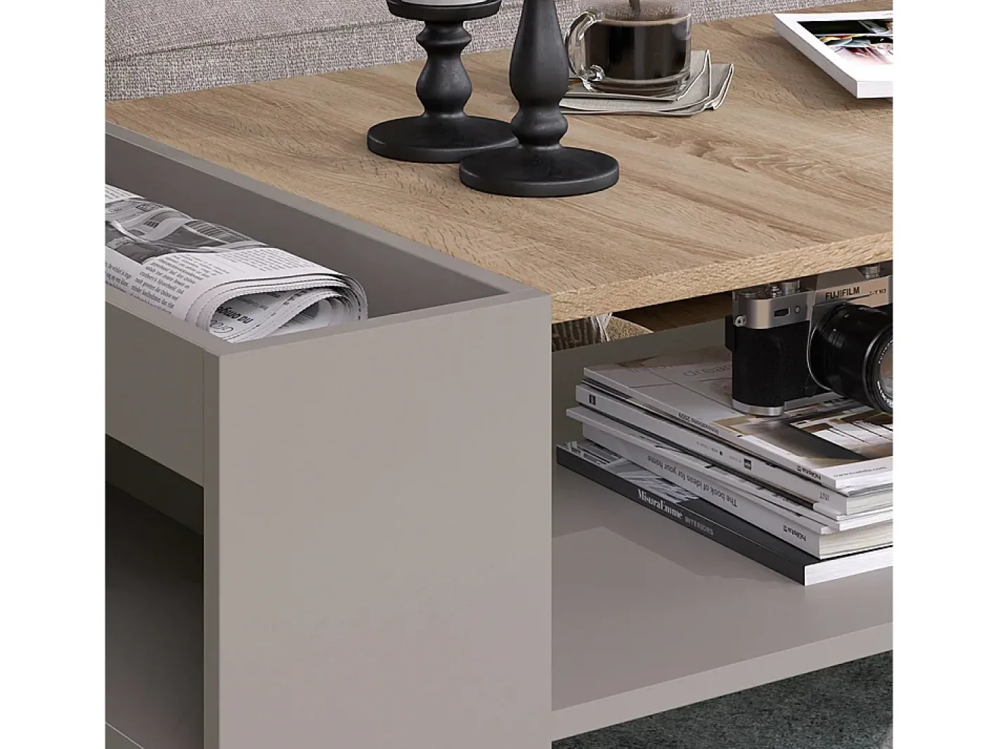 Vicco Mesa De Centro*Mesa de centro cinzento-bege 100x55x42 wido Taupe
