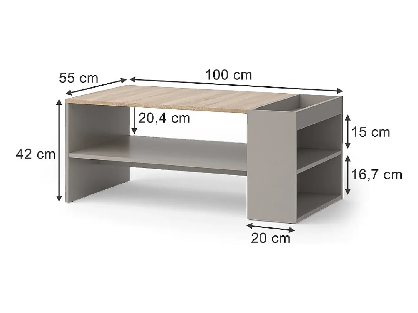 Vicco Mesa De Centro*Mesa de centro cinzento-bege 100x55x42 wido Taupe