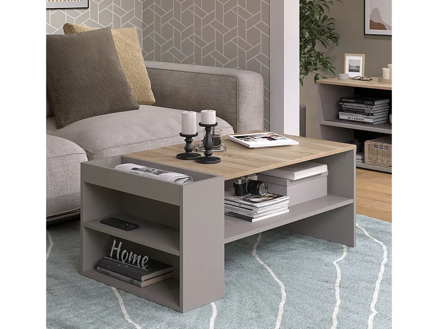 Vicco Mesa De Centro*Mesa de centro cinzento-bege 100x55x42 wido Taupe