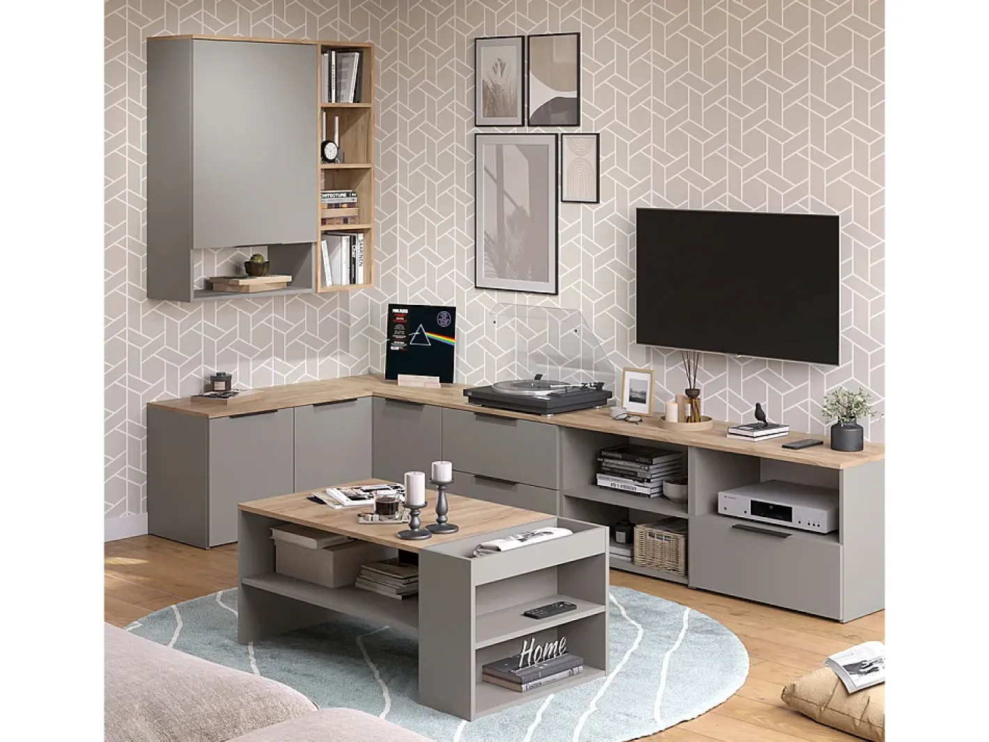 Vicco Mesa De Centro*Mesa de centro cinzento-bege 100x55x42 wido Taupe