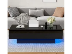 Best Mesa de centro com 2 gavetas - 115 x 55 x 34 cm - LEDs - Aglomerado - brilhante Mesa De Centro