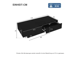 Best Mesa de centro com 2 gavetas - 115 x 55 x 34 cm - LEDs - Aglomerado - brilhante Mesa De Centro