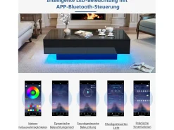 Best Mesa de centro com 2 gavetas - 115 x 55 x 34 cm - LEDs - Aglomerado - brilhante Mesa De Centro
