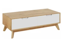 Mesa de centro com 1 gaveta em pinho branco e mel Mesa De Centro
