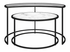Hot Mesa de centro com 1 prateleira em MDF de carvalho e creme Mesa De Centro