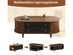 Best Mesa de centro com acabamento em nogueira - 100 x 50 x 36 cm - com 2 gavetas + porta de enrolar - aglomerado - marrom Mesa De Centro