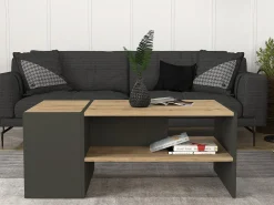 Mesa de centro com espaço de armazenamento - Antracite e natural - VELKAN^Vente-unique Sale