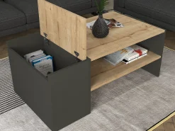 Mesa de centro com espaço de armazenamento - Antracite e natural - VELKAN^Vente-unique Sale