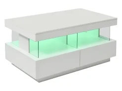 Online Mesa de centro com LED - 2 gavetas e 2 compartimentos - estilo moderno - Mesa De Centro