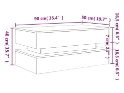 vidaxl Mesa De Centro*Mesa de centro com luzes LED 90x50x40 cm cimento Cinzento